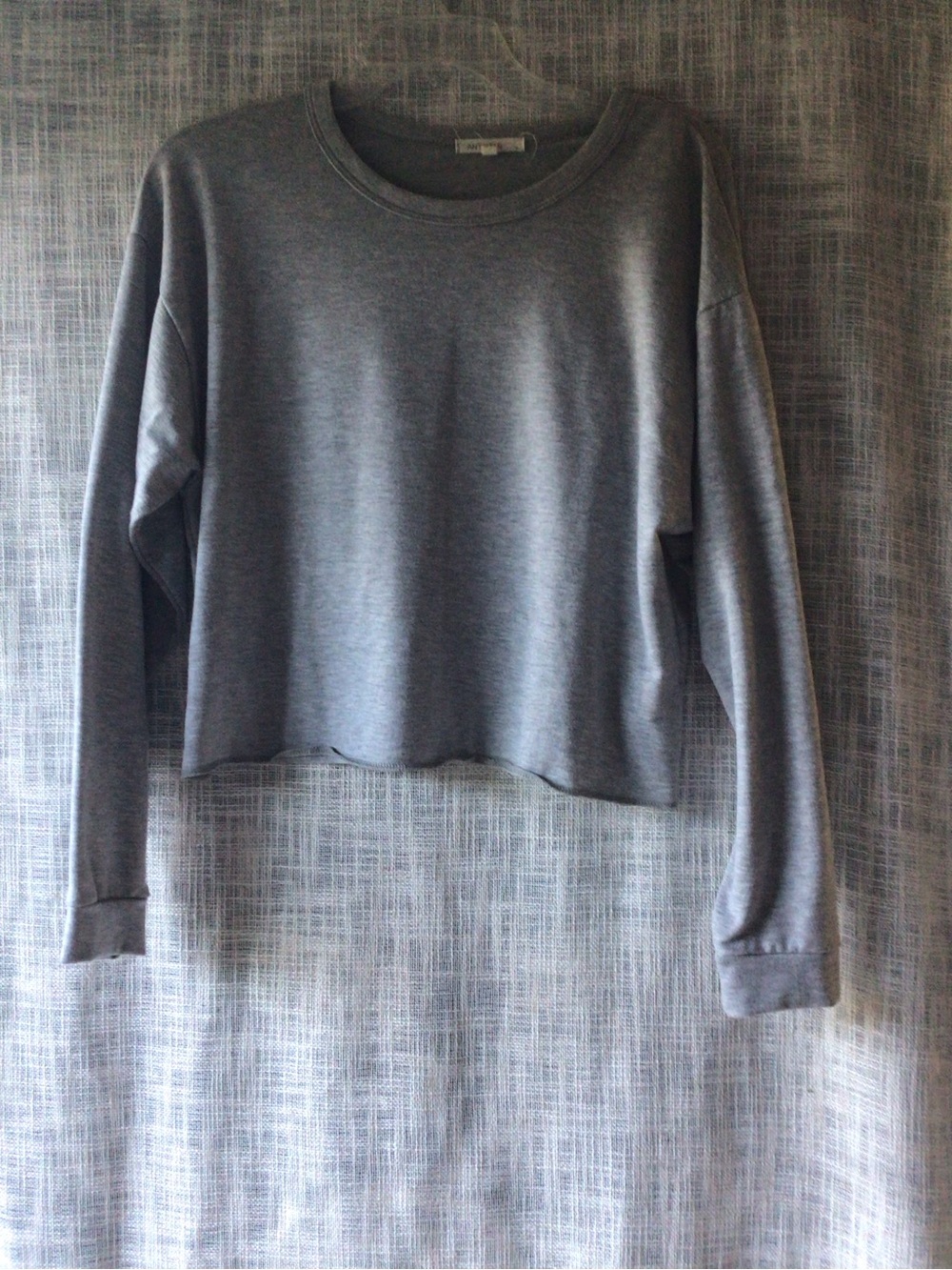 Cropped Crewneck Sweatshirt in Heather Gray